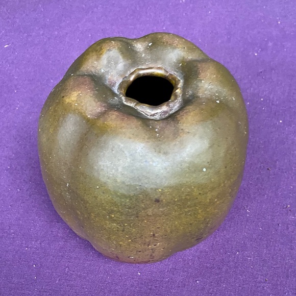 HAND BUILT Pumpkin Ceramic Vase 6” high x 20” diameter by Stephen Ladin - Picture 3 of 5